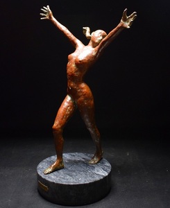 彫刻家【本郷 新】ブロンズ銅『美人裸婦像』置物 高さ51.5cm/8.5kg 大理石台付