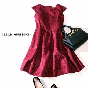 ☆☆ 美品 CLEAR IMPRESSION クリアインプレッション ☆☆ 綺麗め ジャガード コットン ワンピース 2号 M 春 夏 23B06