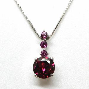 ◆K14 天然ロードライトガーネットネックレス◆A 約1.9g 約40.5cm garnet necklace jewelry ジュエリーEA2/EA2