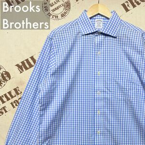 美品 Brooks Brothers ギンガムチェック 長袖シャツ 専用襟芯付き　ブルックスブラザーズ カッターシャツ カラーステイ付属 Check shirt