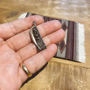 超希少&美品!VINTAGE BIKER DEATH GOD CHARM PENDANT TOP MADE IN USA NAVAJO ZUNI HOPIビンテージバイカーデスゴットペンダント ナバホ