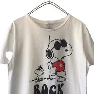 PEANUTSスヌーピープリントロック半袖Tシャツ/レディースM g5