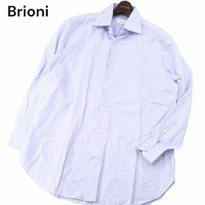 イタリア製★ Brioni ブリオーニ 春夏 コットン&リネン★ 長袖 ストライプ シャツ Sz.40/ 15 3/4　メンズ　I4T01048_3#A