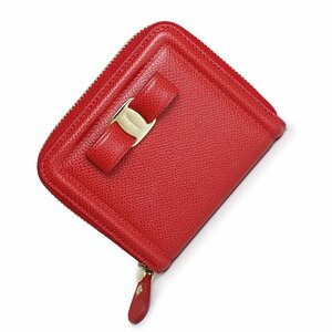 （新品・未使用品）サルヴァトーレフェラガモ Salvatore Ferragamo ヴァラ リボン 二つ折り財布 レザー リップスティック レッド 赤 22D156