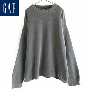 希少 90s OLD GAP オールド ギャップ 前V 無地 ニット スウェット XL グレー系 トレーナー ビンテージ D149-13-0009ZV