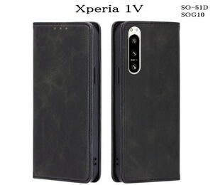 xperia1V レザー手帳型ケース　SO-51D　SOG10　ブラック