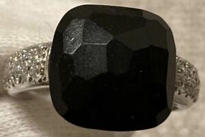 希少 レア 美品 Pomellato ポメラート カプリリング ジェットストーン ダイヤモンド 750ホワイトゴールドWG ブラック黒 サイズ49 9号正規品