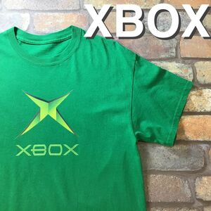 ★USA直輸入!!★状態良好★【初代 Xbox エックスボックス】BIGロゴマーク 半袖 Tシャツ[L程度]緑 レア Microsoft ゲーム ゲーム機 K3-008