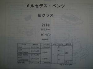 メルセデスベンツ　Eクラス（21１＃）Ｈ15.8～パーツガイド