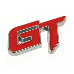 GT プレート エンブレム ステッカー カスタム ラベル ドレスアップ 車 カー用品 ポイント消化 送料無料 シルバー×レッド
