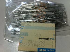 KOA RD16S 1/4w　910Ω J ±5％ 100本4袋　（50）