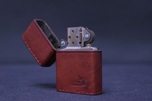 ZIPPO/インディアン/モトサイクル/革巻き/ジッポー/INDIAN/レッド/元林/UPD324