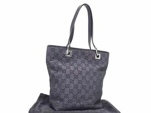 1円 ■極美品■ GUCCI グッチ 31244 002058 GGキャンバス×レザー トートバッグ ショルダー 肩掛けかばん ブラック系 AZ1011