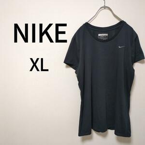 【NIKE】ナイキ（XL）トレーニングウェア＊胸ロゴ＊ジム＊ランニング＊黒