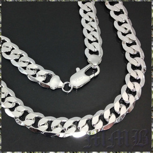 [NECKLACE] 925 Sterling Silver Plated ハイクオリティー 6面カット 喜平チェーン シルバーネックレス 10x600mm (54g) 【送料無料】