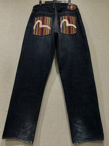 ※EVISU エヴィス エビス バックポケット刺繍 セルビッチ デニムパンツ 濃いインディゴ 大きいサイズ 36 　 BJBC.H