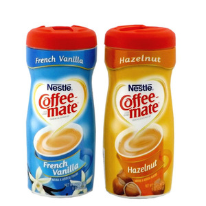 アメリカのコーヒークリーマーは、COFFEE MATE コーヒーメイト (フレンチバニラ + ヘーゼルナッツ)　砂糖入り