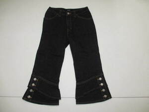 ピンクハウス　裾２段フリル付きサブリナデニムパンツ　黒　Sサイズ　経年未着用　ジェディックス