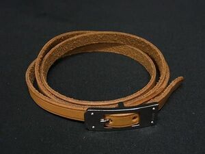 1円 ■美品■ HERMES エルメス ケリーアルディオン レザー SV金具 2連ブレスレット チョーカー アクセサリー□H刻印 ブラウン系 FC0820