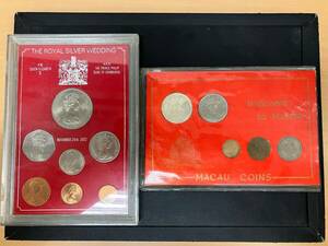 #10369 イギリス 英国 エリザベスⅡ世 銀婚式記念硬貨セット 1972年 マカオコインセット まとめ 銀貨 外貨 コイン ※一部欠品