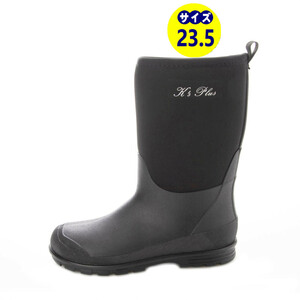 新品『21077-BLK-235』23.5cm　ジュニア用レインシューズ/ネオプレンレインブーツ、クロロプレン素材長靴、雨靴