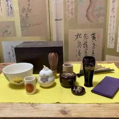 バラガーデン様専用！香合　茶筅入れ 漆器  友治　住吉蒔絵　茶碗　茶道具セット