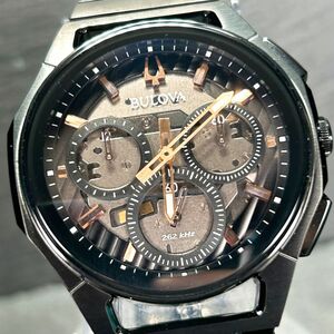 新品 BULOVA ブローバ CURV カーブ ハイパフォーマンスクオーツ 98A207 腕時計 アナログ クロノグラフ スケルトン ブラックイオン メンズ