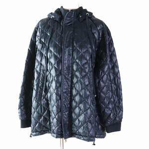 極美品◎MONCLER モンクレール 22SS SARZEAU ロゴワッペン・フード付き リバーシブル ダウンジャケット ネイビー 1 正規品 レディース