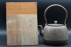 瑞雲堂　時代　鉄瓶　白肌　斑紫銅蓋　煎茶道具 共箱