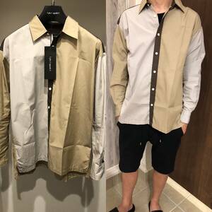 タグ付未使用品 22SS 1piu1uguale3 L/S BIG SHIRTS (PLAIN/CRAZY) ［BEIGE］サイズⅢ オーバーサイズ　AKM wjk ジュンハシモト