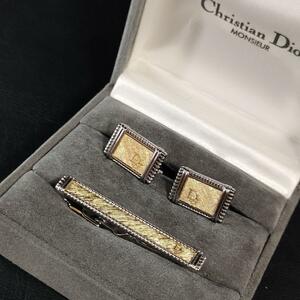 【極美品】Dior　ディオール　カフス・タイピンセット　ゴールド　シルバー　CD