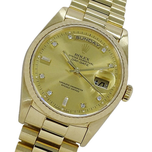 ロレックス ROLEX デイデイト 18238A L番 時計 メンズ ブランド 2Pバケット 8P ダイヤモンド 自動巻き AT 750YG 18K 金無垢 磨き済み　