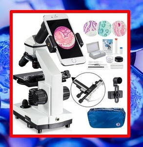 電子顕微鏡 光学 2000X移動定規式顕微鏡 上下LED カメラホルダー デジタル 小学生 子供 学生用 顕微鏡 実験学習用セット 研究 観察 