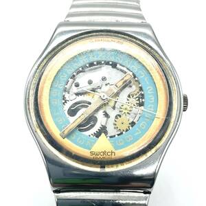 稼働品 Swatch スウォッチ 1989年ヴィンテージモデル GY404 DAY OFF デイオフ 蛇腹ベルト デイト クォーツ 腕時計