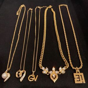 1円〜【アクセサリー おまとめ品 No.175】ネックレス GIVENCHY ジバンシィなど ゴールドカラー ラインストーン 豪華ヴィンテージ