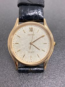 SEIKO セイコー DOLCE ドルチェ 腕時計 5E31-6070 クオーツ アナログ ラウンド ゴールド ブラック 非稼働品 ※企業名の刻印あり