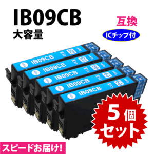 IB09CB シアン 5個セット スピード配送 IB09CAの大容量タイプ エプソン プリンターインク 互換インク 目印 電卓
