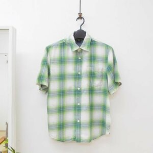 GAP ギャップ キッズ 150ｃｍ 男の子 半袖 シャツ グリーン 白 イエロー チェック トップス