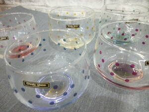 Creale Glass JAPAN 昭和　レトロ　グラス　ドット柄　　　　　　　　　　　　　　　　　　　　210810001