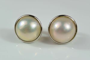 Y56　美品　マベ真珠１３．８　Ｋ１８/Ｋ１４　イヤリング 　６．３ｇ