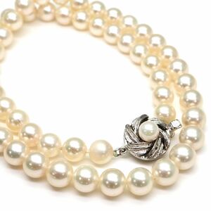 ◆アコヤ本真珠ネックレス/ 6 ◆M 約33.7g 約43.5cm 7.0-7.5mm珠 pearl パール jewelry necklace ジュエリー DB0/DC0