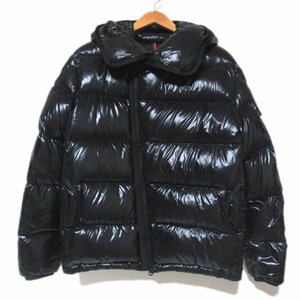 美品 18AW MONCLER モンクレール NEUVIC ヌヴィック ミニワッペン ジップアップ フーディー ナイロン ダウンジャケット 1サイズ ブラック