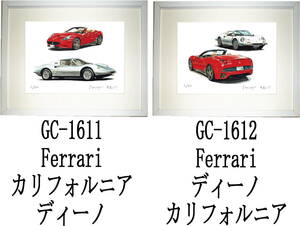 GC-1611 Ferrari/ディーノ・GC-1612ディーノ/カリフォルニア限定版画300部直筆サイン有 額装済●作家 平右ヱ門 希望ナンバーをお選び下さい