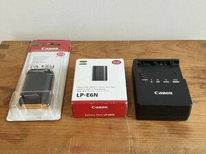 Canon LP-E6N キヤノン 純正 バッテリー 2本 新品 未使用 未開封 中古充電器付き キャノン LC-E6