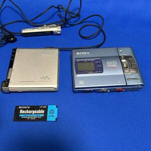 SONY MDウォークマン ソニー MDレコーダー ポータブルMDプレーヤー WALKMAN ブルー リモコン ジャンク品扱い MZ-R50 MZ-RH1 長期保管品