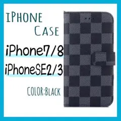 黒 iPhoneSE3 SE2 iPhone8 iPhone7 ケース 手帳型