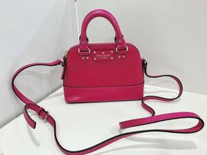 ◆【ほぼ未使用】Kate Spade ケイトスペード ハンドバッグ 2WAY ショルダーバッグ 斜め掛け 蛍光 ピンク レディース