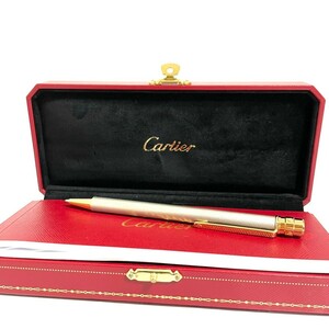 １円スタート　未使用保管品 Cartier カルティエ ボールペン ツイスト式 サントス ドゥ シルバー ゴールド 筆記用具