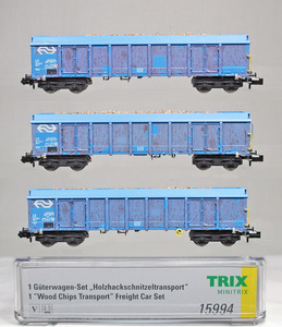 MINITRIX #15994　ＮＳ-ＡＧ（オランダ鉄道）Ealnos木材チップ輸送無蓋車　（３輌セット）