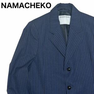 【新品】即決★ NAMACHEKO ナマチェコ ★ テーラードジャケット ネイビーストライプ （XL） ウール コットン